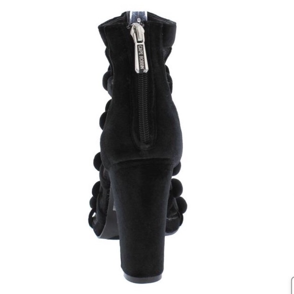 Melissa Velvet Black Strappy Open Toe Chunky Heels NO BOX - Picture 3 of 5